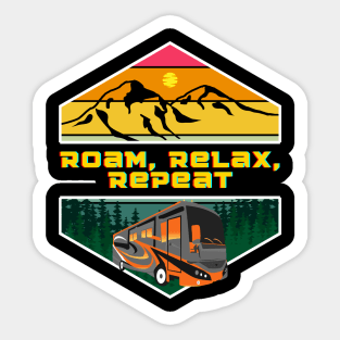 Roam, Relax, Repeat RV Camping Lifestyle Sticker